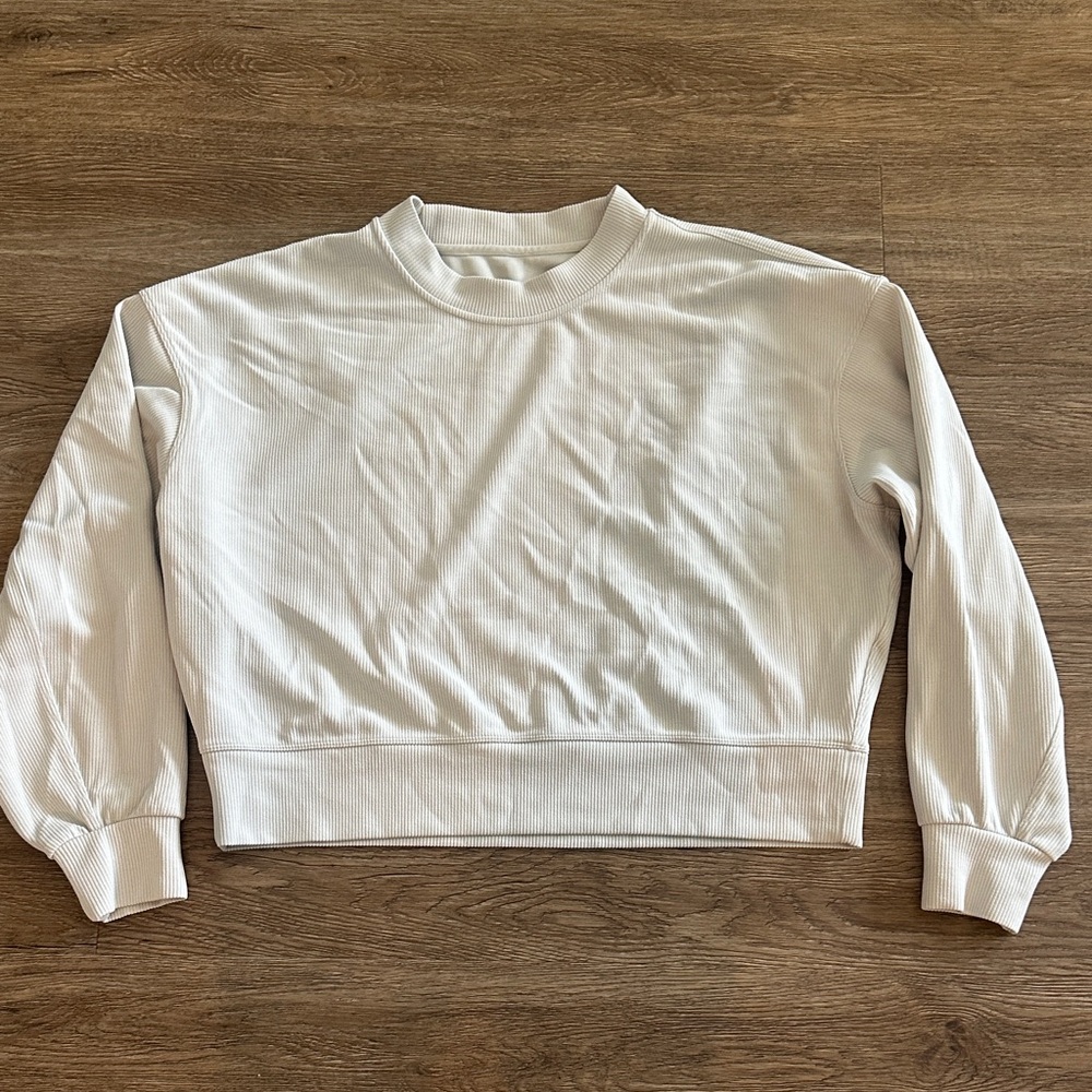 Lululemon Ribbed Softstreme Perfectly Oversized Cropped Crew - Bone - Picture 2 of 4